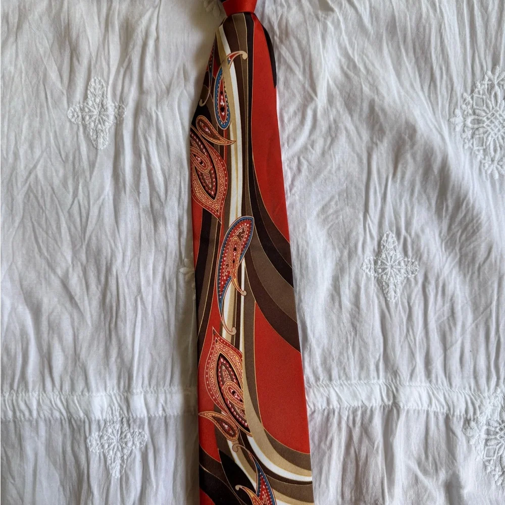 Paisley Orange and Brown Boy’s Clip on Tie